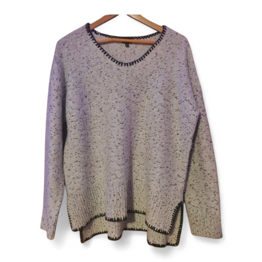 CABLE & GAUGE / ANTHROPOLOGIE  Acrylic Blend Black Stitch Detail Sweater - Large